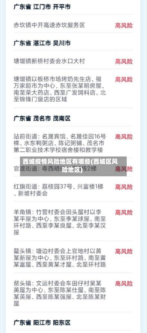 西城疫情风险地区有哪些(西城区风险地区)